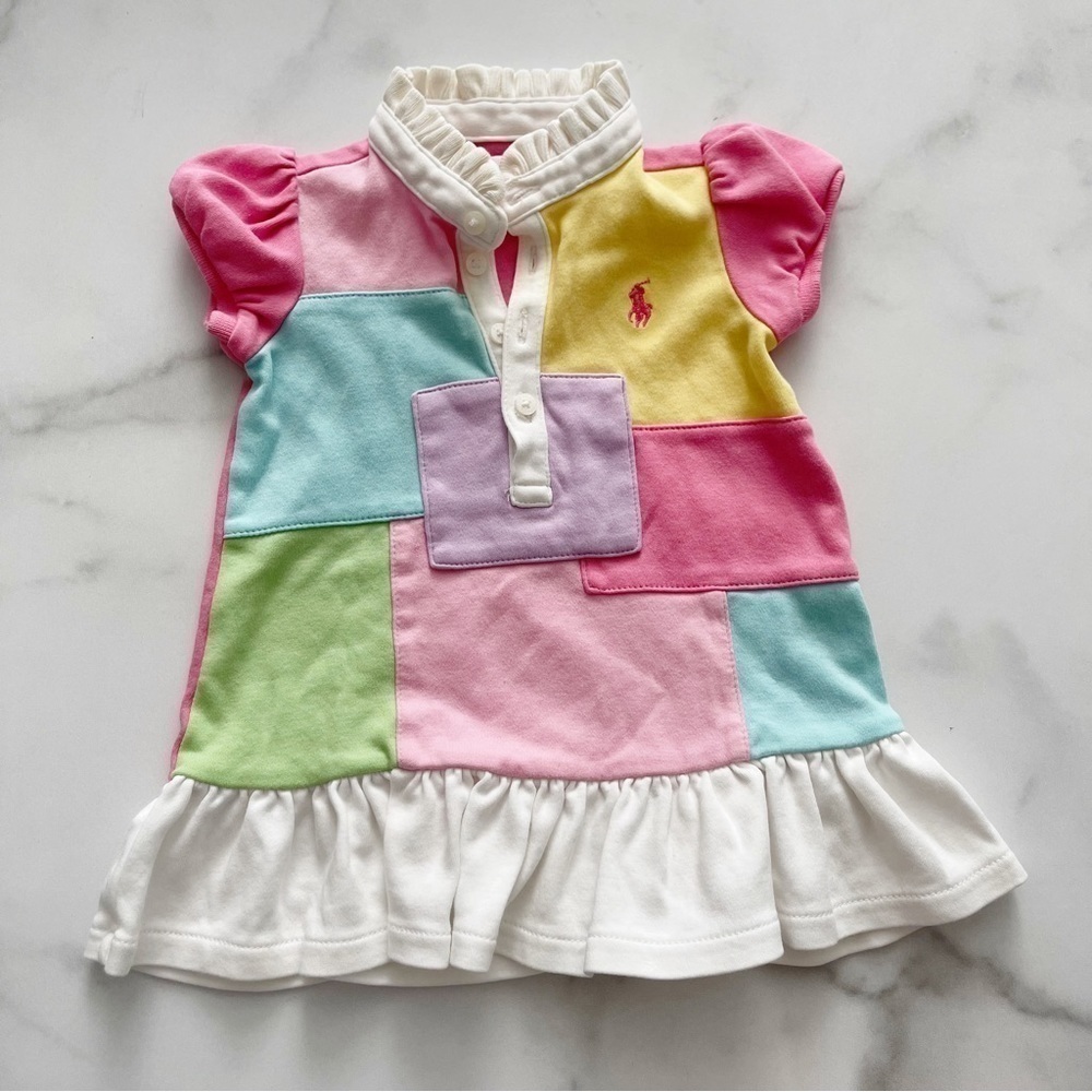Ralph Lauren Girls Patchwork Polo Dress Size 6 months